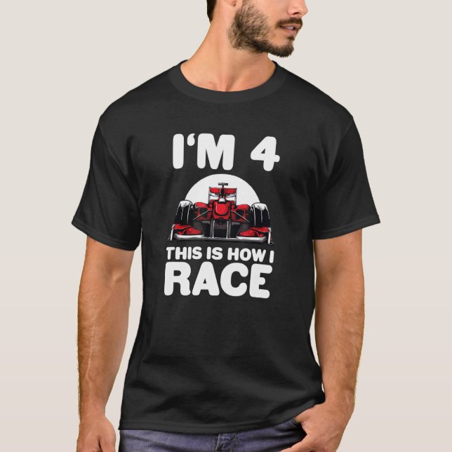 T-shirt Voiture de course pour enfants 4e anniversaire 4 F (Devant)