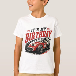T-shirt Voiture de course rouge vintage pour 5ème annivers