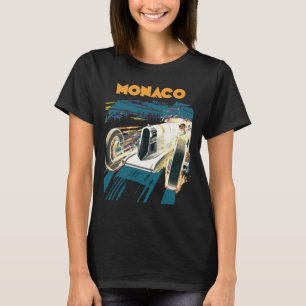 T-shirt Voiture de course vintage de Monaco bleue de voyag