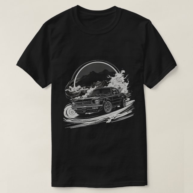 T-shirt Voiture de dérive avec piste de fumée (Design devant)
