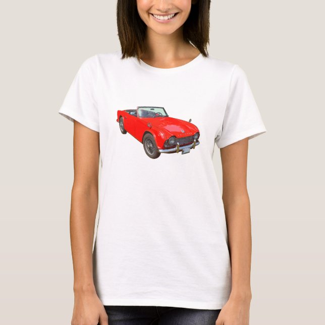 T-shirt Voiture de sport convertible rouge de Triumph Tr4 (Devant)