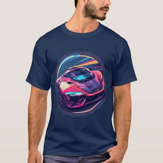 T-shirt Voiture De Sport De Rendu Vibrant (Devant)