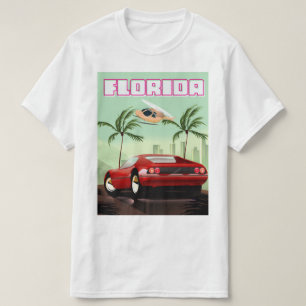 T-shirt voiture de sport rétro rouge Floride