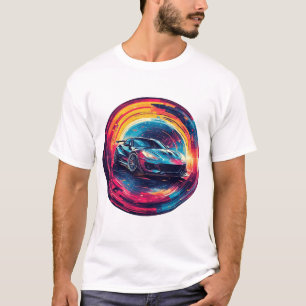 T-shirt Voiture de sport rouge dans un tunnel artistique s