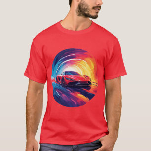 T-shirt Voiture de sport rouge dynamique dans un design sp