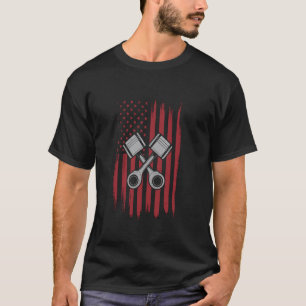 T-shirt Voiture Musclée à Piston Drapeau Américain pour Mé