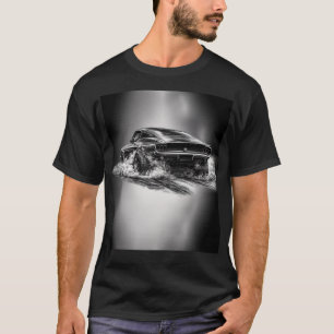 T-shirt Voiture Musclée Classique en Fumée Noir & Blanc 