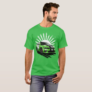 T-shirt Voiture Musculaire Vert Turbo Sport Race Car