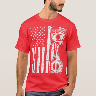 T-shirt Voiture Patriotique American Flag Piston Muscle Vi
