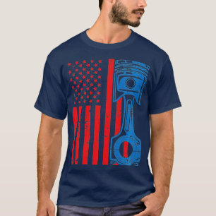 T-shirt Voiture Patriotique American Flag Piston Muscle Vi