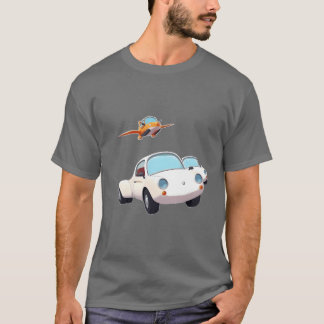 T-shirt Voitures blanches avec un bel avion sur la fille a