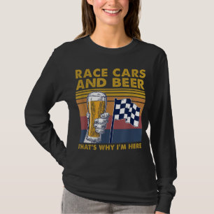 T-shirt Voitures de course vintages À damiers Bière Drapea