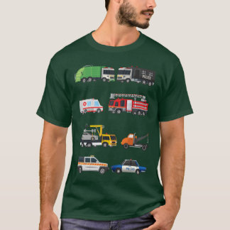 T-shirt Voitures de police Fireruck Ambulance cadeau rétro