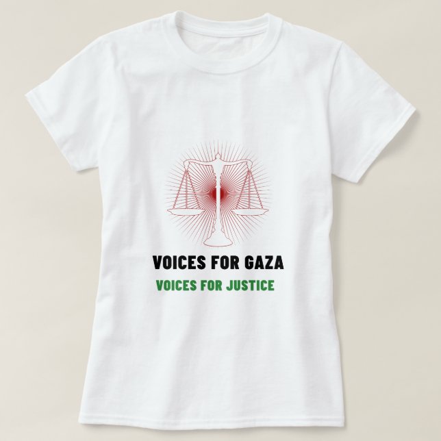 T-shirt Voix Pour Gaza : Justice Pour Le Génocide De Gaza (Design devant)