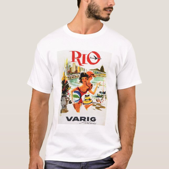 T-shirt Vol à RIO DE JANEIRO BRÉSIL Varig Airlines Travel (Devant)