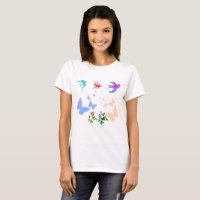 Vol de oiseaux et de papillons colorés en harmonie