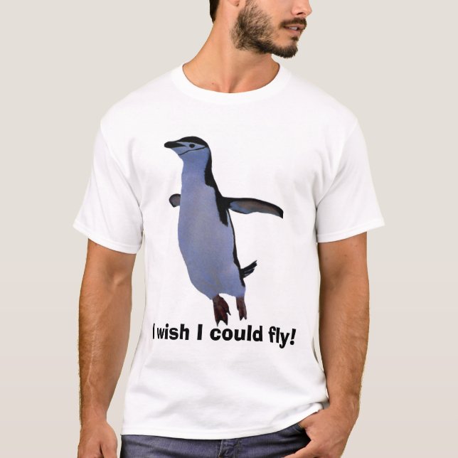 T-shirt vol-pingouin, je souhaite que je pourrais voler ! (Devant)