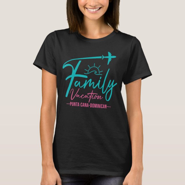 T-shirt Vol Punta Cana Dominican Famille correspondante (Devant)