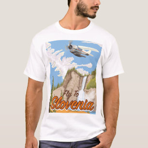 T-shirt Vol vers Slovénie Bois Wall Art Épicerie Sac
