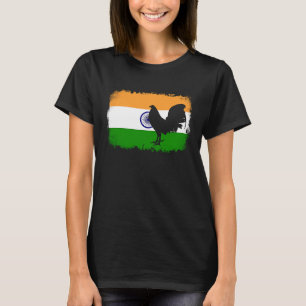 T-shirt Volaille de combat vintage Inde drapeau indien coq