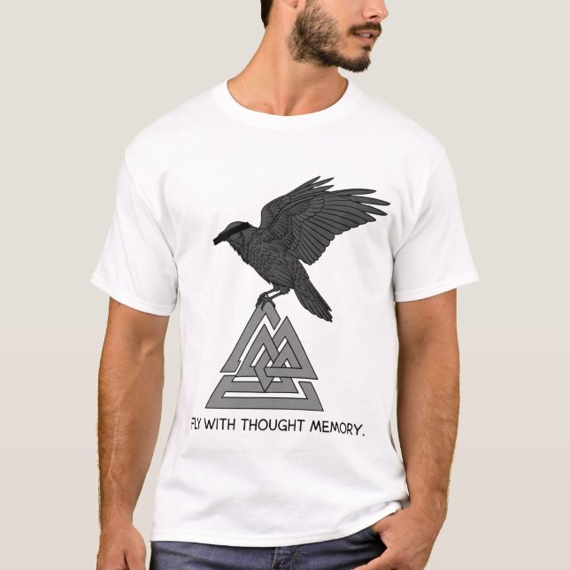 T-shirt Voler avec la pensée et la mémoire - Ravens & Valk (Devant)
