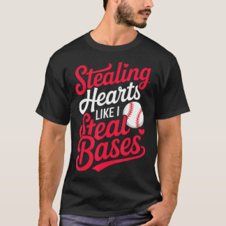 T-shirt Voler des cœurs comme je vole des bases Mignon Bas