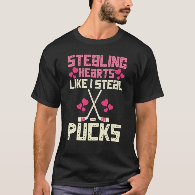 T-shirt Voler des coeurs comme je vole des canettes Hockey (Devant)