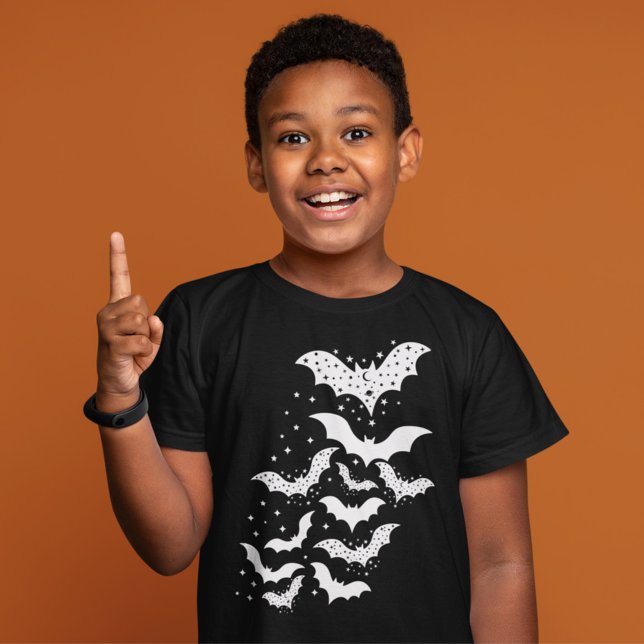 T-shirt Voler Halloween Galaxy Bats blancs et étoiles (Créateur téléchargé)