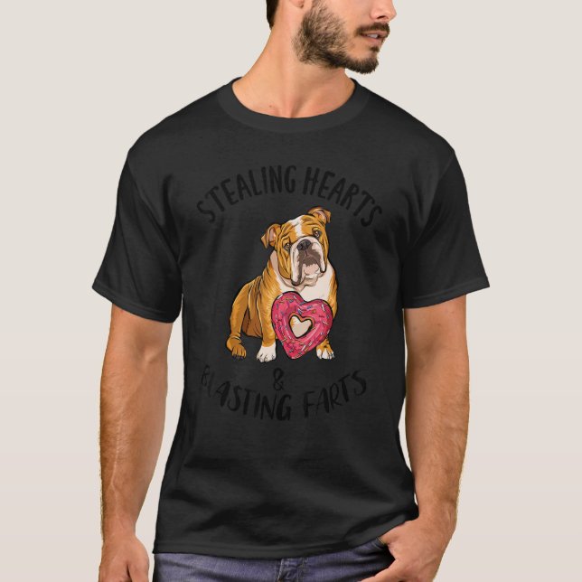 T-shirt Voler les coeurs Blesser les arts Bulldog Valentin (Devant)