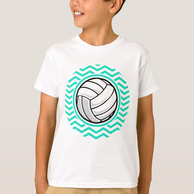 T-shirt Volley-ball ; Aqua Green Chevron (Devant)