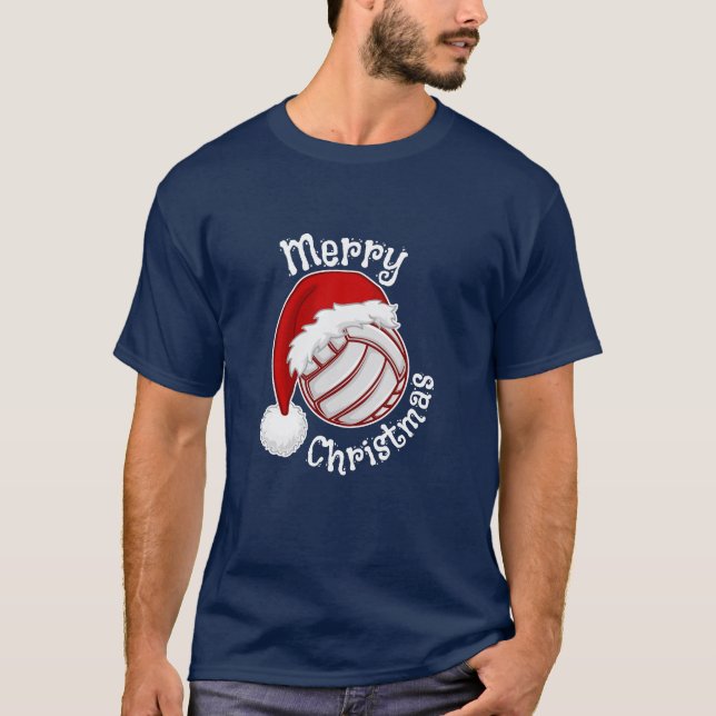 T-shirt Volley-ball avec Santa hat Drôle empreinte Noël (Devant)