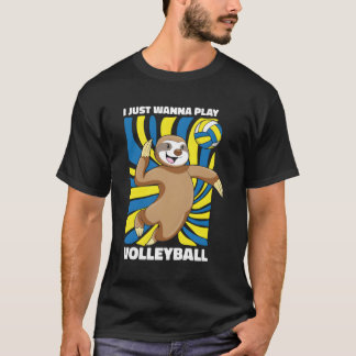 T-shirt Volley-ball Vball Beach Volleyball Sloth