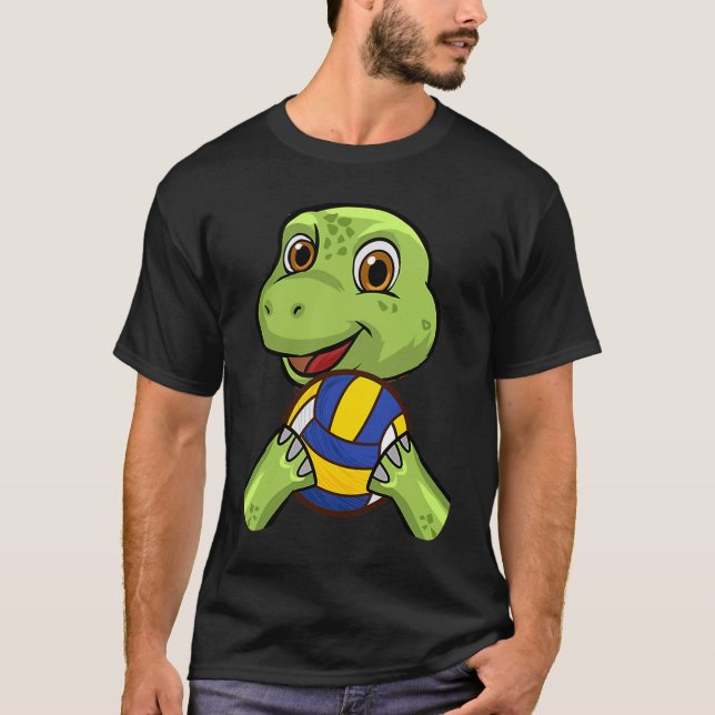 T-shirt Volleyball Cute Kids Turtle Mania Unique (Devant)