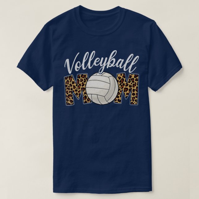 T-shirt Volleyball Mom Leopard Funny Sport Ball Mom Mother (Design devant)