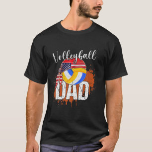 T-shirt Volleyball Papa Sport Amateur Drapeau Américain Pè