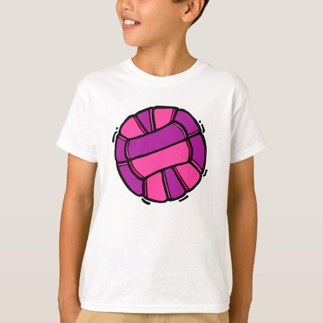 T-shirt Volleyball rose et pourpre (Devant)