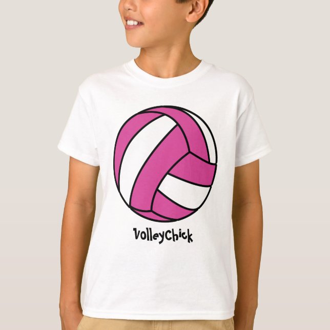 T-shirt Volleyball rose (personnalisable) (Devant)