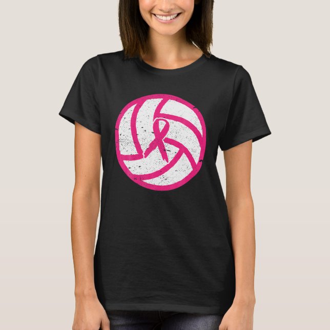 T-shirt Volleyball rose Ruban Sensibilisation au cancer du (Devant)