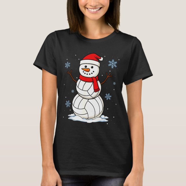 T-shirt Volleyball Snowman Merry Christmas Funny Srts Xmas (Devant)
