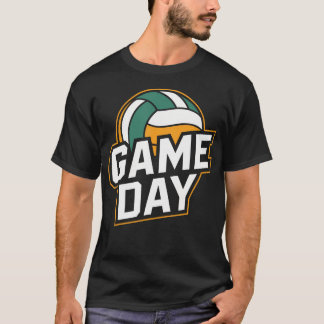 T-shirt Volleyball Sport Coloré Jour de Match Blanc Vert