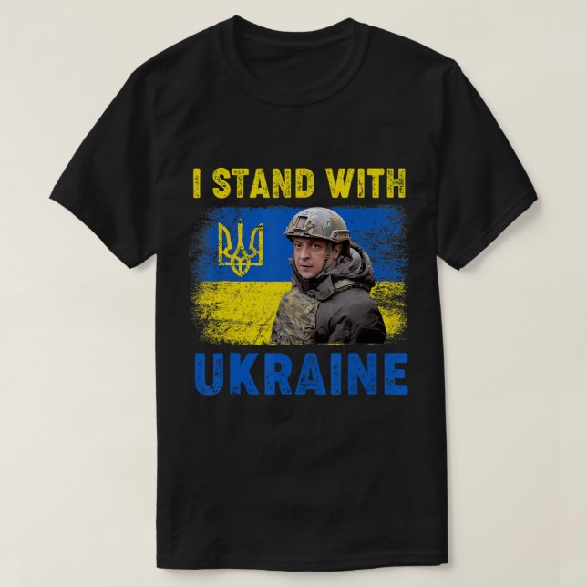 T-shirt Volodymyr Zelensky Je Suis Aux Côtés De L'Ukraine  (Design devant)