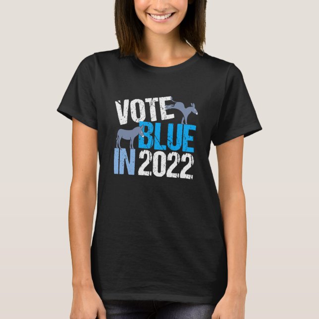 T-shirt Vote Blue en 2022 mignonne démocrate Donkey femmes (Devant)