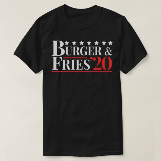 T-shirt Vote Burger & Fries 2020 Funny Hamburger & French (Design devant)