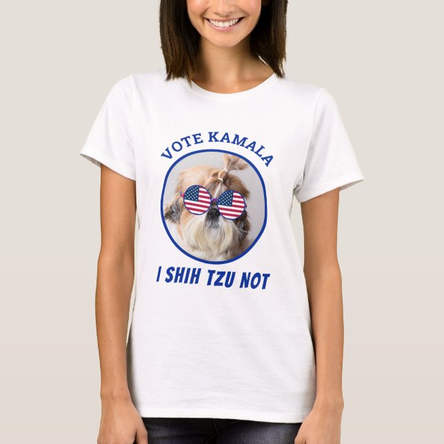T-shirt Vote Kamala USA flag Shih Tzu Pas mignon chien (Devant)