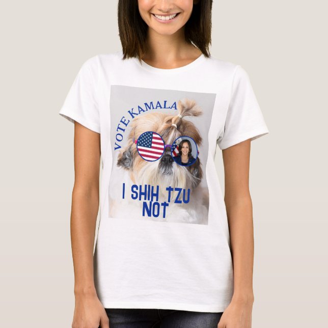 T-shirt Vote Kamala USA flag Shih Tzu Pas mignon chien (Devant)