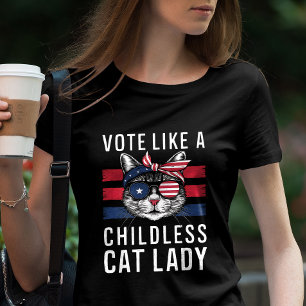 T-shirt Votez Comme Un Chat Sans Enfant, Madame Amoureux d