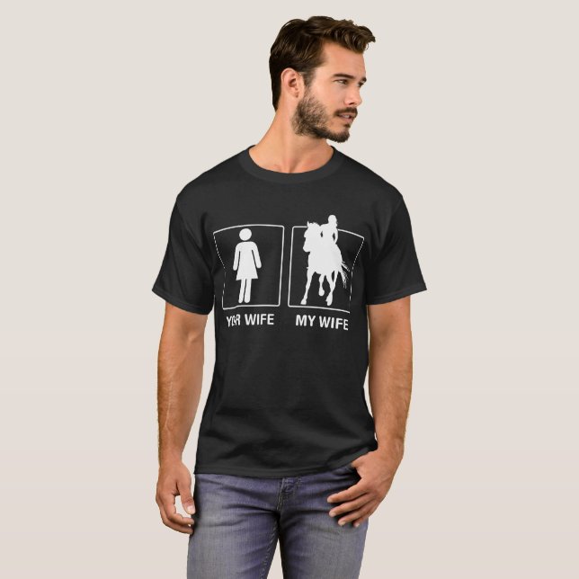 T-shirt Votre épouse ma chemise fière d'équitation (Devant entier)