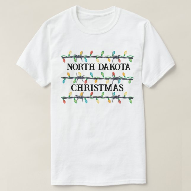 T-shirt "Votre État", fil barbé et lumières de Noël (Design devant)