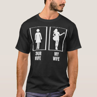 T-shirt Votre Femme Ma Femme Guitare Basse Mari Drôle Bass