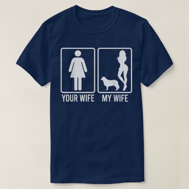 T-shirt Votre Femme Ma Femme Pour Le Mari, Bordure Collie  (Design devant)